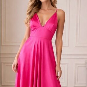 Dear Moon Fuchsia Satin Dress Prom junior size 9